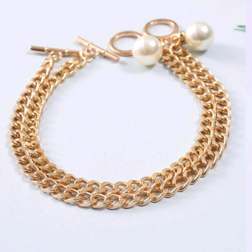 2pc Set of Faux Pearl Link Ankle Charms - Picture 4 of 7
